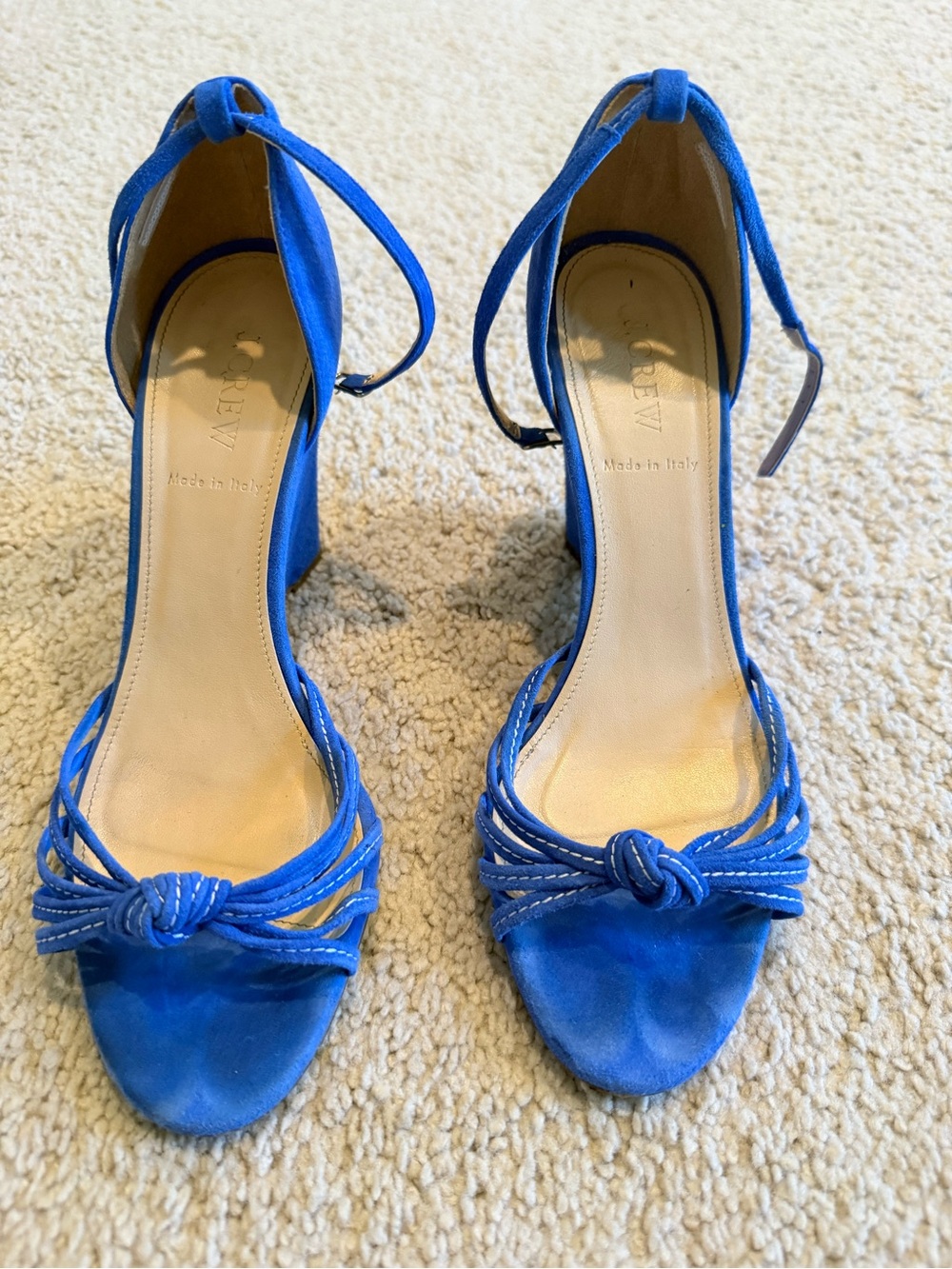 J. Crew Blue Suede Ankle-Strap Block Heel Sandals